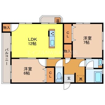 間取図 長崎市電１系統<長崎電気軌道>/昭和町通駅 徒歩46分 2階 築47年