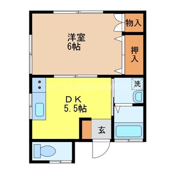 間取図 長崎市電１系統<長崎電気軌道>/茂里町駅 徒歩8分 1階 築34年