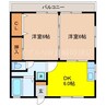 田中ハイツ 2DKの間取り