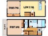 エクリュタウン大手 2LDKの間取り