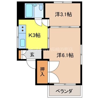 間取図 長崎市電３系統<長崎電気軌道>/新中川町駅 徒歩4分 1階 築40年