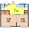 長崎本線/高田駅 徒歩37分 1階 築47年 2Kの間取り