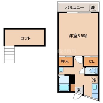 間取図 長崎市電１系統<長崎電気軌道>/赤迫駅 徒歩6分 3階 築60年