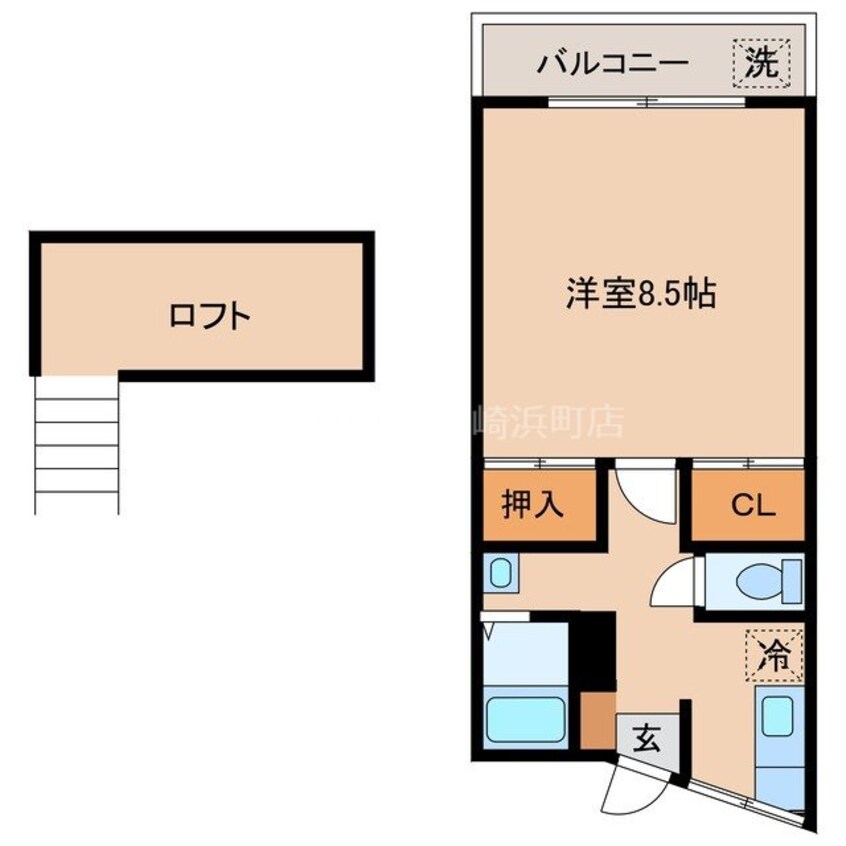 間取図 長崎市電１系統<長崎電気軌道>/赤迫駅 徒歩6分 3階 築60年