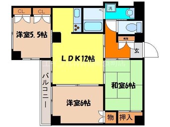 間取図 長崎市電３系統<長崎電気軌道>/桜町駅 徒歩3分 5階 築28年