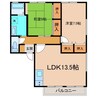ハイカムールはたぐちC棟 2LDKの間取り