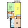 セジュール城戸 2DKの間取り