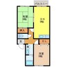 セジュール城戸 2DKの間取り