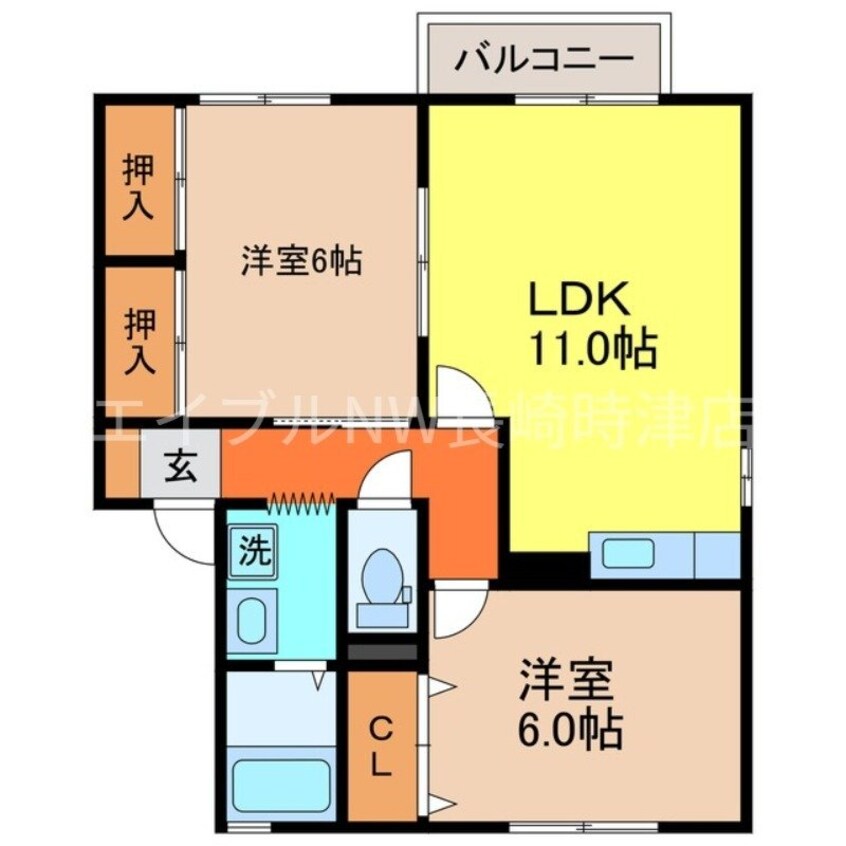 間取図 長崎本線/長与駅 徒歩10分 1階 築24年