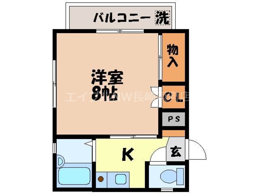 間取図 長崎市電１系統<長崎電気軌道>/岩屋橋駅 徒歩9分 4階 築29年