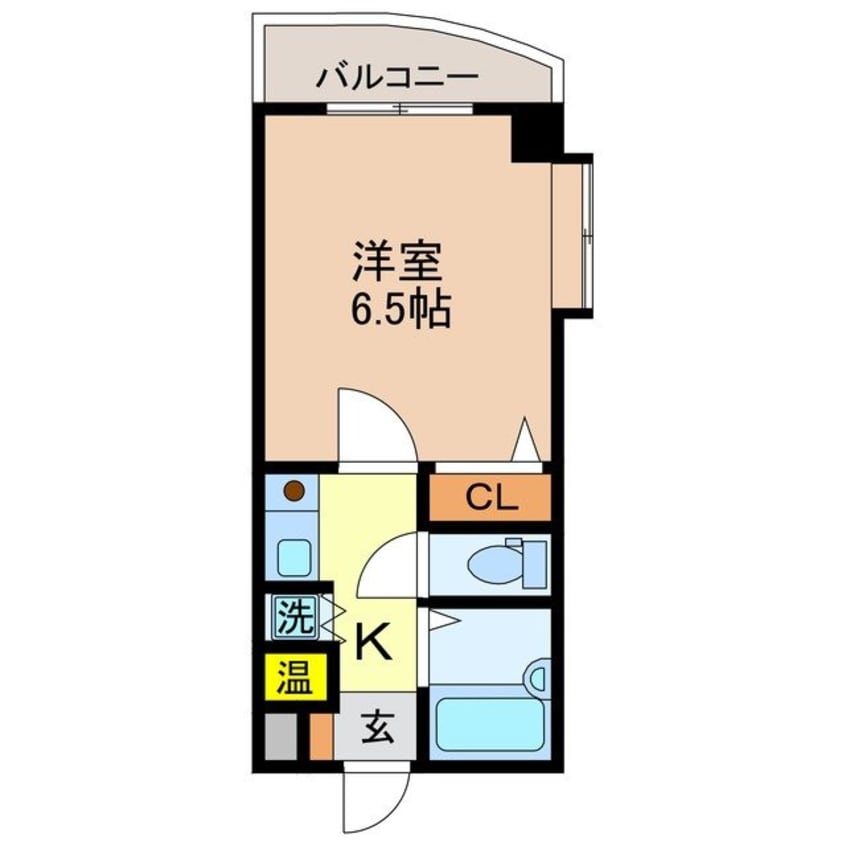 間取図 長崎市電１系統<長崎電気軌道>/岩屋橋駅 徒歩4分 6階 築34年