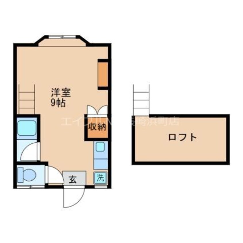 間取図 長崎市電１系統<長崎電気軌道>/若葉町駅 徒歩5分 2階 築33年