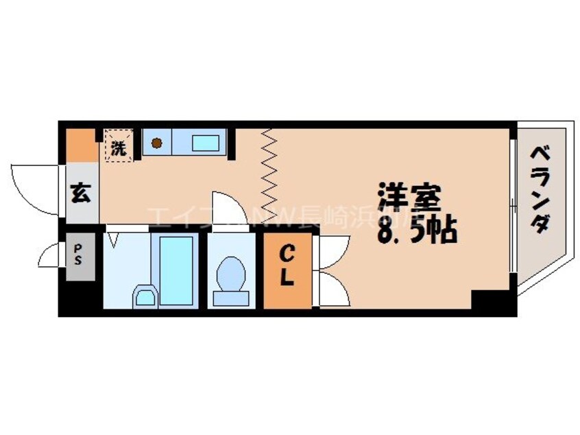 間取図 長崎市電１系統<長崎電気軌道>/住吉駅 徒歩3分 2階 築33年