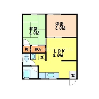 間取図 長崎本線/道ノ尾駅 バス9分長崎バス・野田下車:停歩6分 2階 築45年