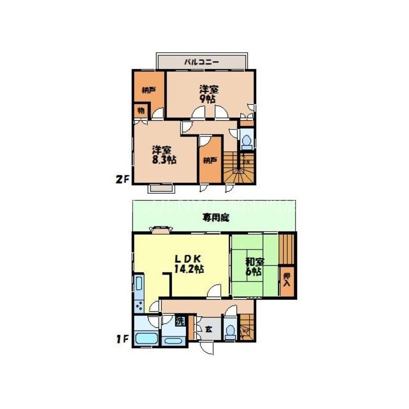 間取り図 長崎本線/道ノ尾駅 徒歩17分 2階 築36年