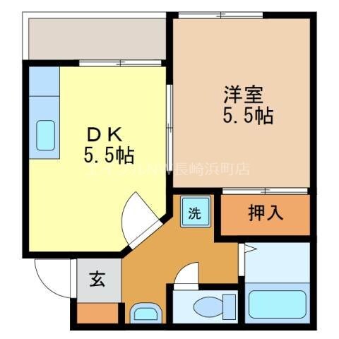 間取り図 長崎市電１系統<長崎電気軌道>/赤迫駅 徒歩7分 1階 築29年