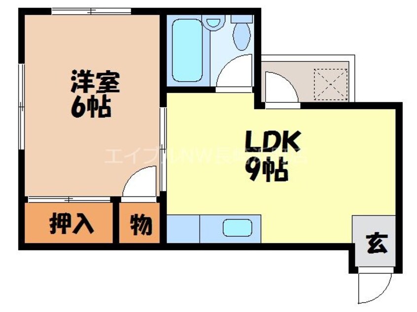 間取図 長崎市電１系統<長崎電気軌道>/平和公園駅 徒歩7分 2階 築39年