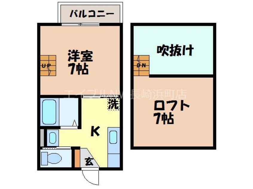 間取図 長崎市電１系統<長崎電気軌道>/茂里町駅 徒歩5分 2階 築15年