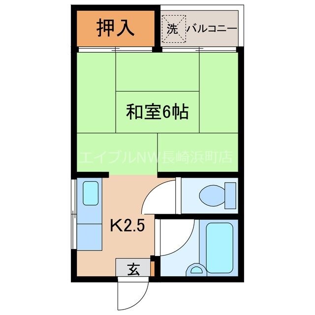 間取り図 長崎市電１系統<長崎電気軌道>/若葉町駅 徒歩6分 2階 築33年