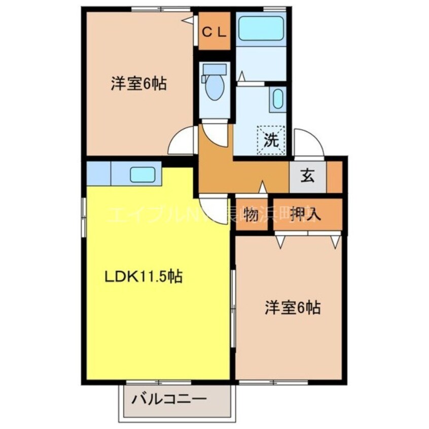 間取図 長崎本線/東諫早駅 徒歩16分 1階 築22年