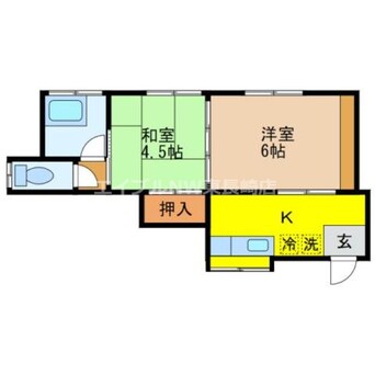 間取図 長崎市電１系統<長崎電気軌道>/宝町駅 徒歩8分 2階 築38年