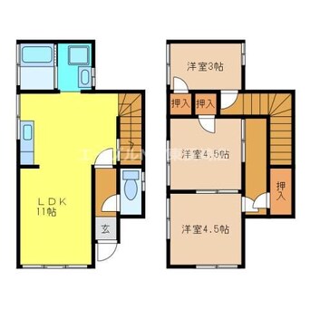 間取図 長崎市電１系統<長崎電気軌道>/原爆資料館駅 徒歩13分 1-2階 築44年