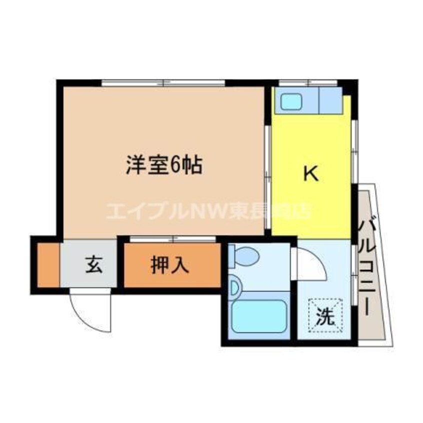 間取図 長崎市電５系統<長崎電気軌道>/石橋駅 徒歩8分 3階 築39年