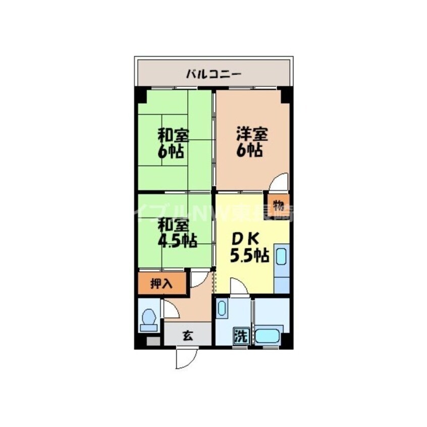 間取図 長崎本線/道ノ尾駅 徒歩15分 3階 築36年