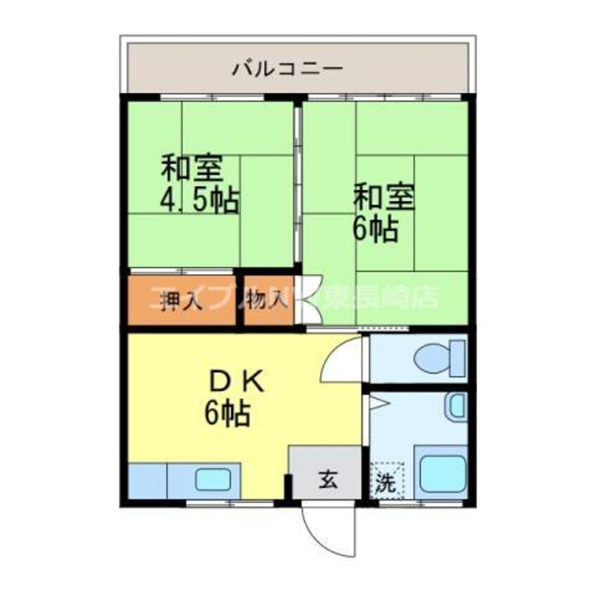 間取図 長崎市電１系統<長崎電気軌道>/大橋駅 徒歩6分 2階 築51年