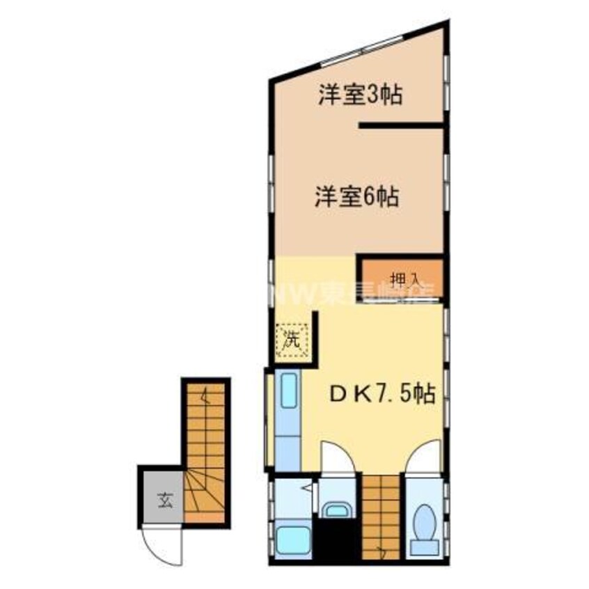 間取図 長崎市電１系統<長崎電気軌道>/浦上車庫駅 徒歩20分 2階 築53年