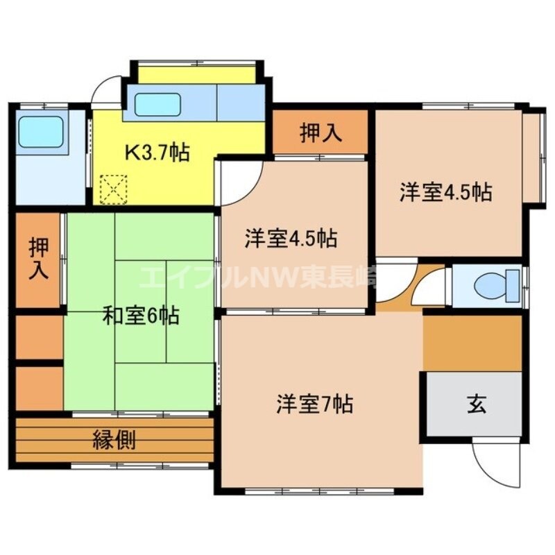 間取り図 長崎本線/長崎駅 徒歩7分 1階 築68年