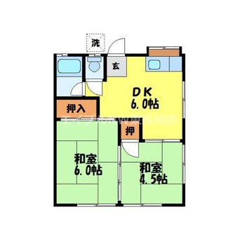 間取図 長崎本線/高田駅 徒歩21分 2階 築47年