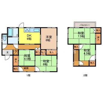 間取図 長崎本線/浦上駅 徒歩27分 1-2階 築51年