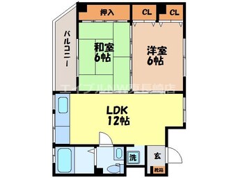 間取図 長崎市電１系統<長崎電気軌道>/千歳町駅 徒歩1分 5階 築43年