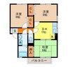 セジュール夢彩都A棟 3DKの間取り