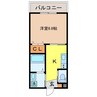 GRAN CASA 花丘 1Kの間取り