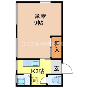 間取図 長崎市電１系統<長崎電気軌道>/平和公園駅 徒歩2分 3階 築43年