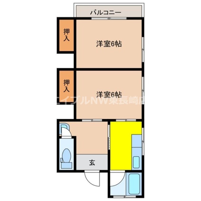 間取図 長崎市電１系統<長崎電気軌道>/銭座町駅 徒歩7分 2階 築50年