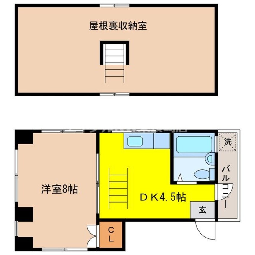 間取図 長崎市電１系統<長崎電気軌道>/平和公園駅 徒歩9分 3階 築34年