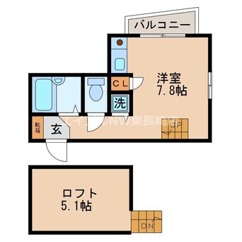 間取図 長崎市電１系統<長崎電気軌道>/浦上車庫駅 徒歩4分 2階 築25年