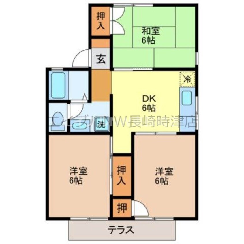 間取図 長崎本線/道ノ尾駅 徒歩34分 1階 築37年