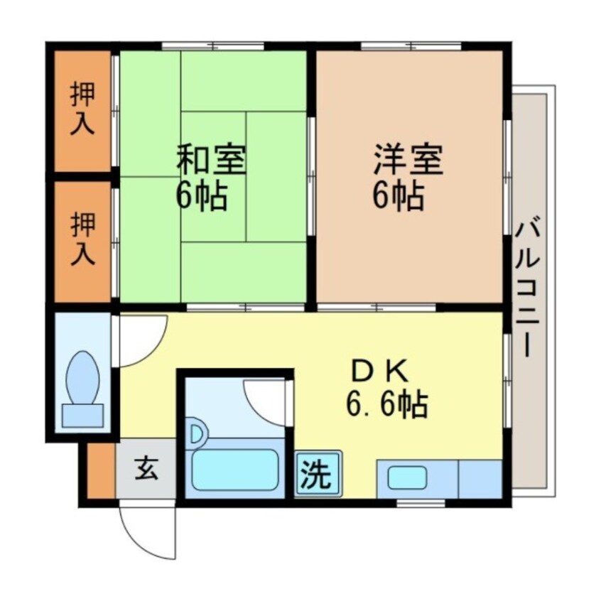 間取図 長崎本線/道ノ尾駅 徒歩30分 1階 築38年