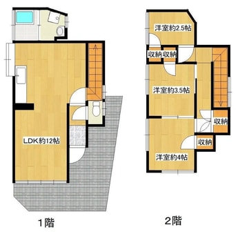 間取図 長崎市電１系統<長崎電気軌道>/原爆資料館駅 徒歩12分 1-2階 築46年