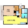 ヴィラウィステリア田上 1LDKの間取り