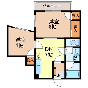 間取図 長崎市電１系統<長崎電気軌道>/昭和町通駅 徒歩3分 2階 築39年