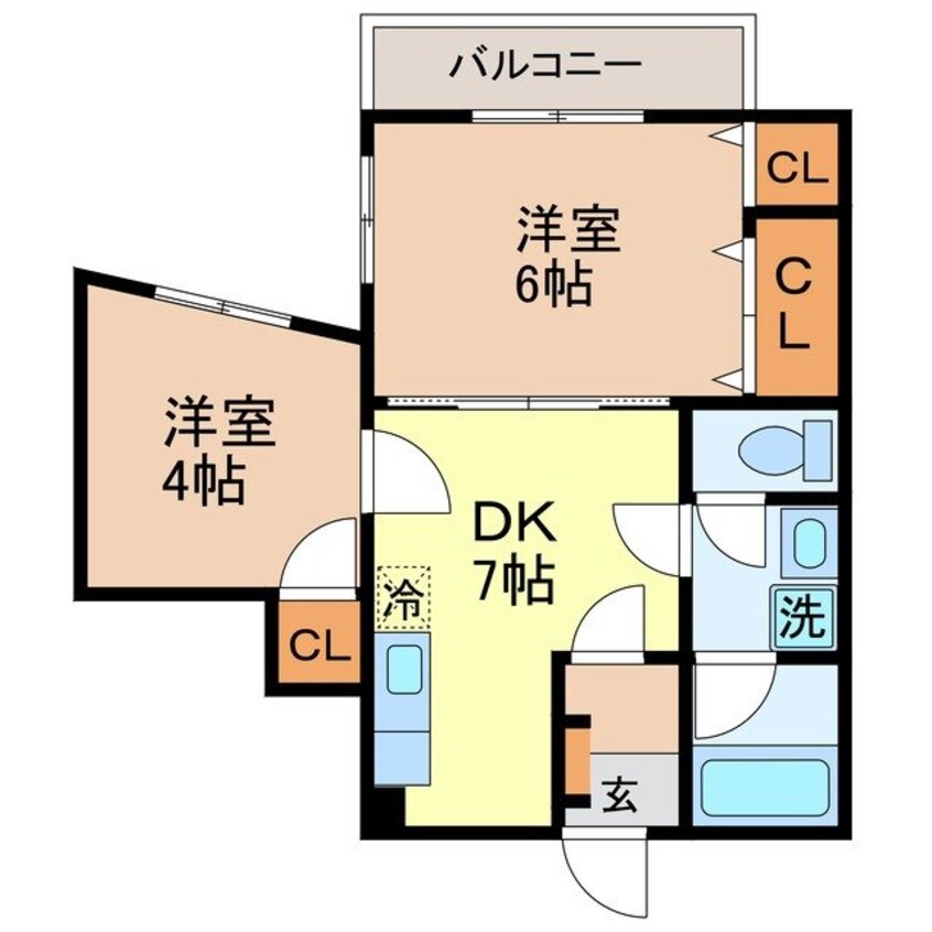 間取図 長崎市電１系統<長崎電気軌道>/昭和町通駅 徒歩3分 3階 築39年