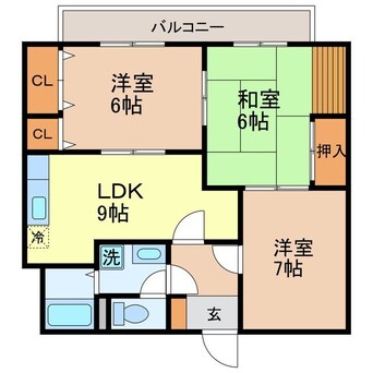 間取図 長崎市電１系統<長崎電気軌道>/昭和町通駅 徒歩3分 4階 築39年