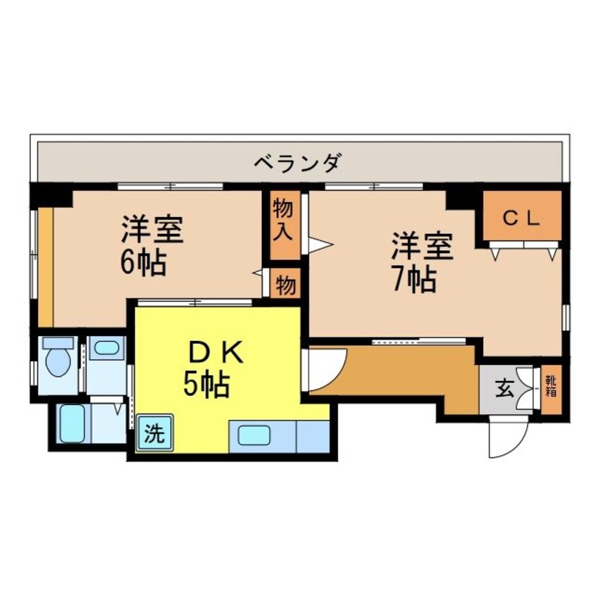 間取図 長崎市電１系統<長崎電気軌道>/平和公園駅 徒歩11分 6階 築20年