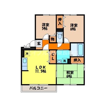 間取図 長崎本線/高田駅 徒歩34分 3階 築23年