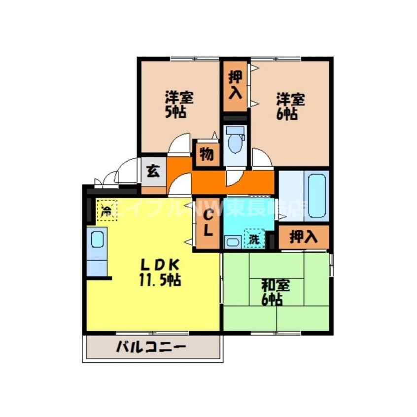 間取図 長崎本線/高田駅 徒歩34分 3階 築23年